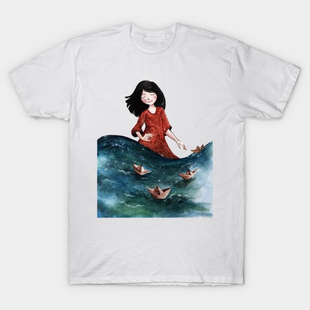 Mightier Than The Waves T-Shirt by jayennecuaart